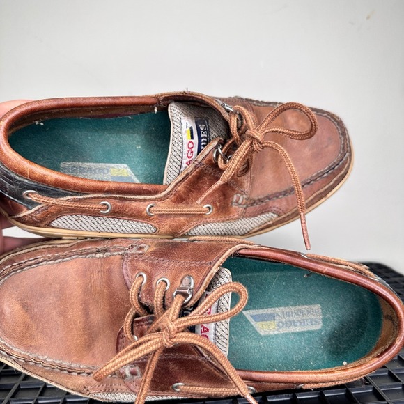 Sebago Docksides Brown Leather Boat Shoes Mens Size 8M Outdoor Loafers - Picture 8 of 12